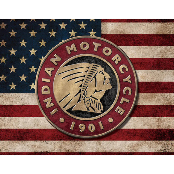 Indian Motorcycle Flagge Motorrad schwarz Retro – Metallschild 30×40 cm