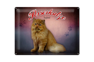 Perserkatze England Wanddeko – Metallschild – 30x40cm