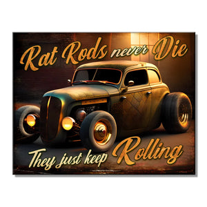 Rat Rods Never Die Amerika Oldtimer Auto – Metallschild 30×40 cm