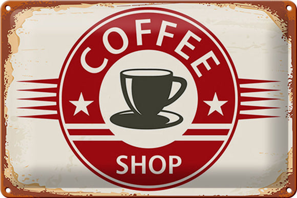 Coffeeshop Kaffeehaus Schild Retro - Metallschild – 20x30 cm