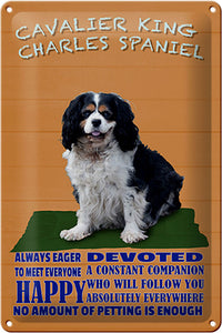 Cavalier King Charles Spaniel - Charakter Eigenschaften - Metallschild – 20x30cm