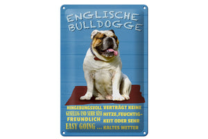 Englische Bulldogge Eigenschaften Charakter - Metallschild – 20x30cm