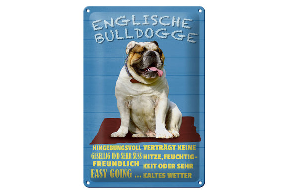 Englische Bulldogge Eigenschaften Charakter - Metallschild – 20x30cm