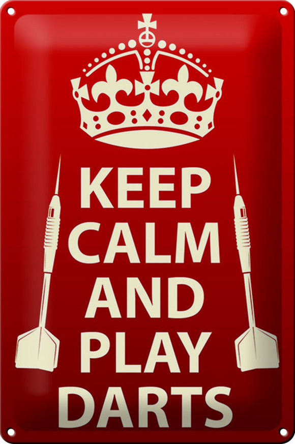 Keep Calm And Play Darts - Metallschild - 20x30cm