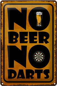 No Beer - No Darts  – Metallschild – 20x30cm