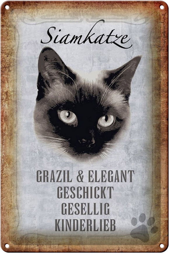 Siamkatze Charakter Eigenschaften – Metallschild – 20x30cm