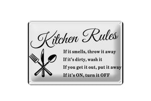 Kitchen Rules - Küchenregeln – Metallschild – 20x30cm