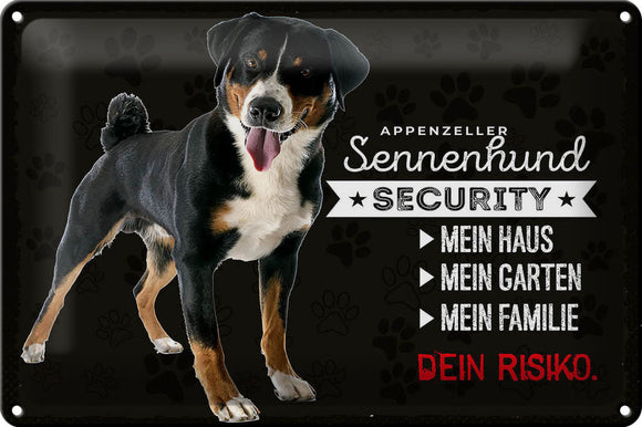 Appenzeller Berner Sennenhund Security - Metallschild – 20x30cm