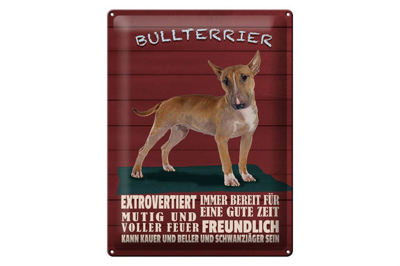 Bullterrier Hund Charakter Eigenschaften – Metallschild – 30x40cm