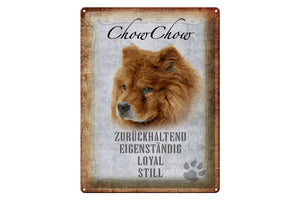 Chow Chow Hund - Charakter Eigenschaften – Metallschild – 30x40cm