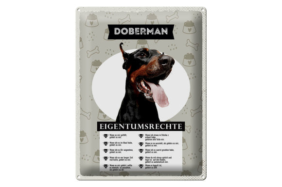 Dobermann - Eigentumsrechte – Metallschild – 30x40cm