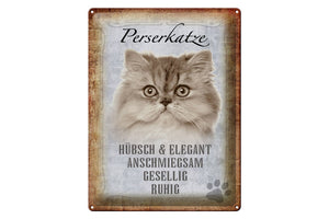 Perserkatze Charakter Eigenschaften – Metallschild – 30x40cm