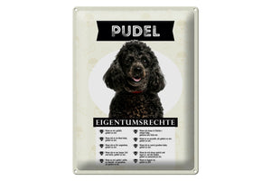 Pudel Hund Eigentumsrechte lustig – Metallschild – 30x40cm