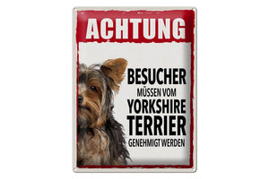 Yorkshire Terrier - Achtung Besucher – Metallschild – 30x40cm