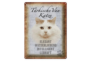 Türkisch Van Katze Charakter Eigenschaften – Metallschild – 30x40cm