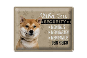 Shiba Inu Hund Security - Metallschild – Metallschild – 30x40cm