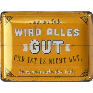 Alles wird gut Motivationsspruch gelb – Metallschild – 15x20cm