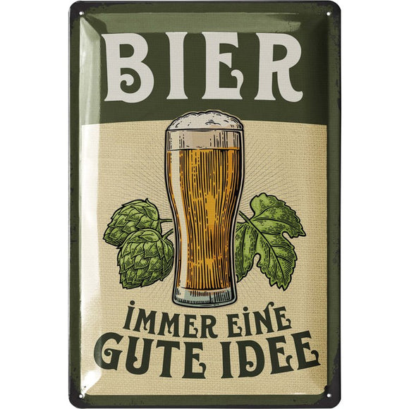 Bier - Immer eine gute Idee – Metallschild – 20x30cm