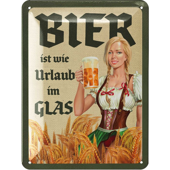Bier ist wie Urlaub im Glas – Metallschild – 15x20cm
