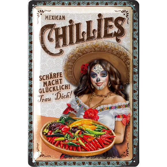 Mexican Chillies - Schärfe macht glücklich! – Metallschild – 20x30cm
