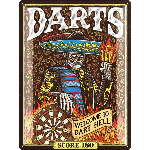 Welcome to Dart Hell - Darts English - Metallschild - 30x40cm