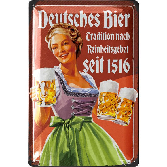 Deutsches Bier - Reinheitsgebot - Retro – Metallschild – 20x30cm
