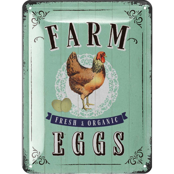 Farm Eggs - Eier vom Bauernhof – Metallschild – 15x20cm