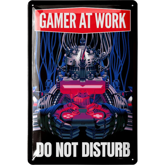 Gamer at Work - Nicht stören - Roboter – Metallschild – 20x30cm
