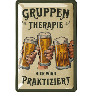 Gruppentherapie - Bier Retro – Metallschild – 20x30cm