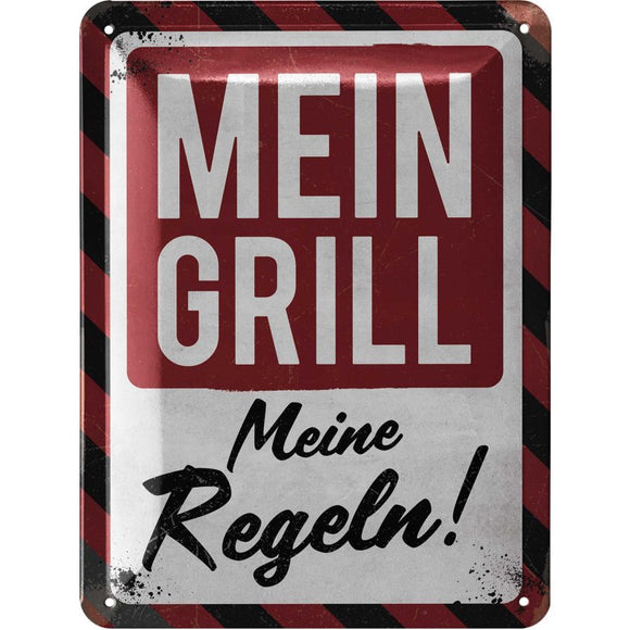 Mein Grill - Meine Regeln! – Metallschild 15 x 20 cm