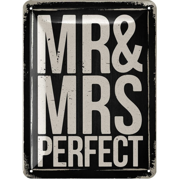 Mr. & Mrs Perfect - schwarz Paar Pärchen – Metallschild – 15x20 cm