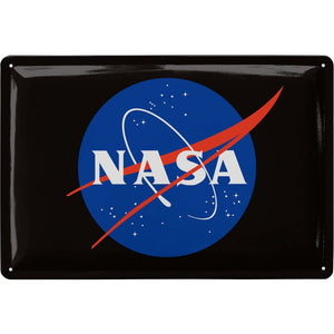 NASA Spaceshuttle Rakete Logo schwarz - Metallschild - 20x30cm