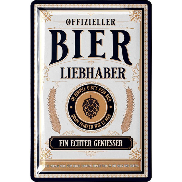 Offizieller Bierliebhaber - Bier beige weiß – Metallschild – 20x30cm
