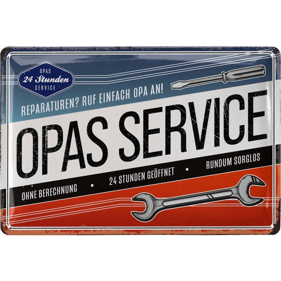 Opas Service - Großvater Opa Reparatur - Metallschild - 20x30cm