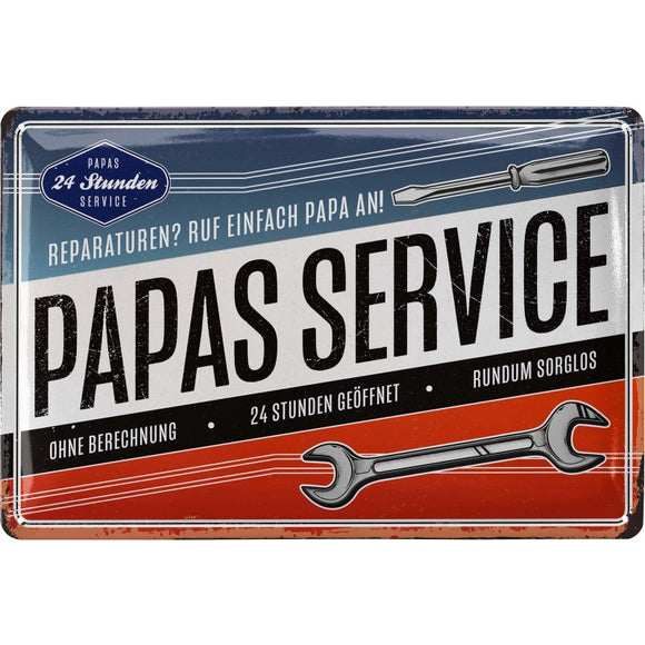 Papas Service - Heimwerker Garage – Metallschild – 20x30 cm