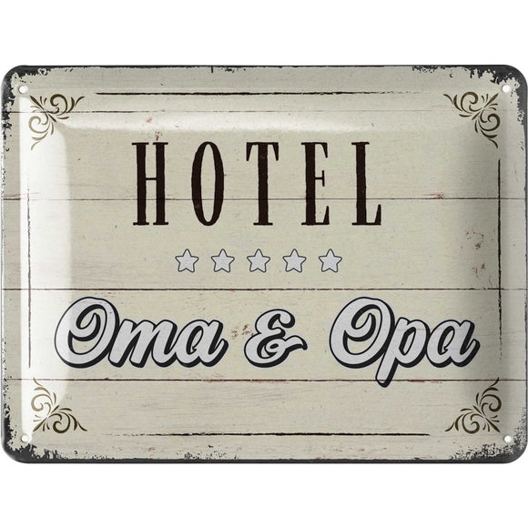 Hotel Oma und Opa – Metallschild – 15x20cm