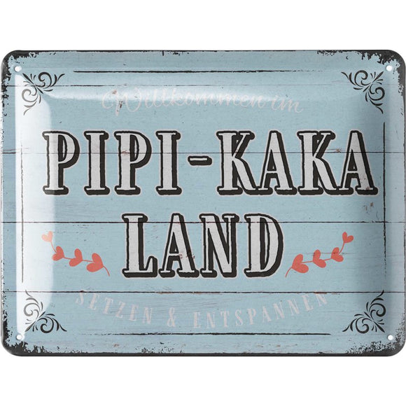 Pipi-Kaka Land - Toilette WC Klo – Metallschild – 15x20cm