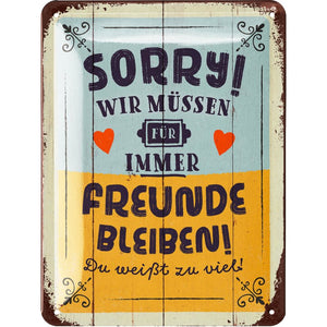 Sorry, wir müssen für immer Freunde bleiben! – Metallschild – 15x20 cm