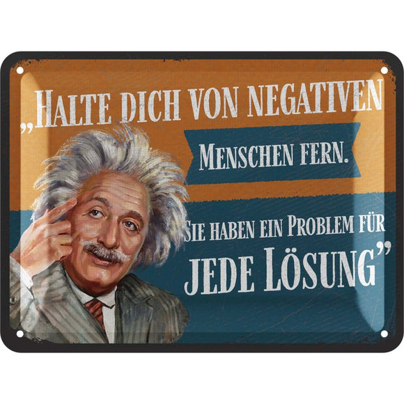 Albert Einstein - für jede Lösung ein Problem -  Metallschild – 15x20 cm