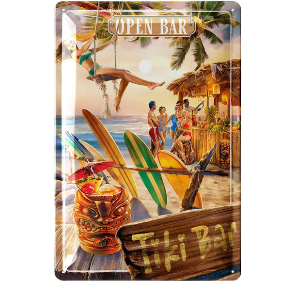 Tikibar - Strandbar Beach Tiki Taka Cocktails – Metallschild – 20x30cm