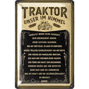 Traktor - Unser im Himmel Gebet lustig – Metallschild – 20x30cm