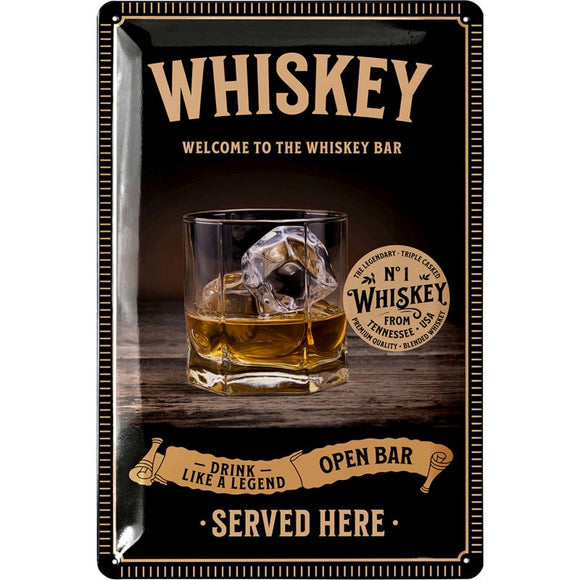 Whiskey Served Here - Whisky Bar – Metallschild - 20×30 cm
