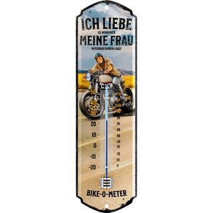 Ich liebe Motorradfahren - und meine Frau – Thermometer – 8×28cm