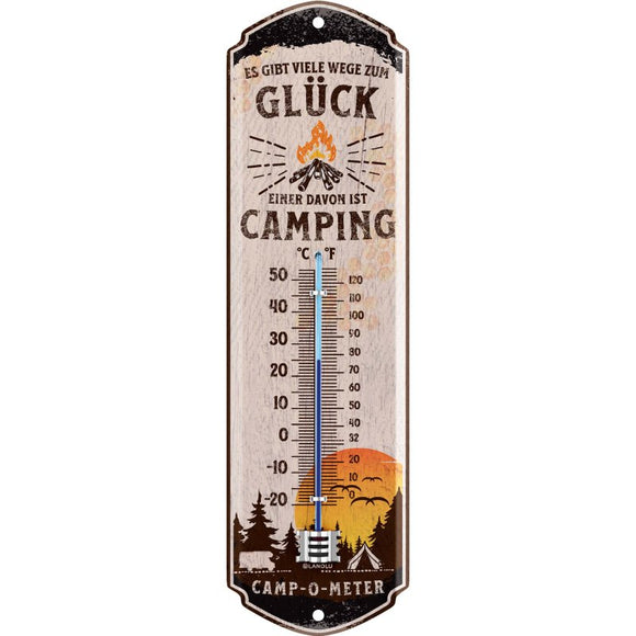 Viele Wege zum Glück - Camping ist einer davon – Thermometer – 8x28 cm