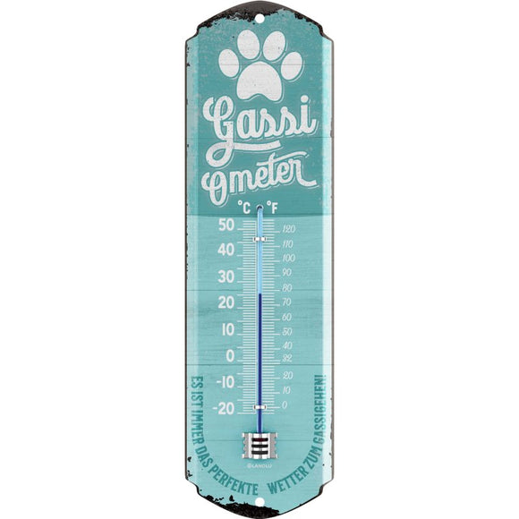 Gassi-O-Meter - Hund Haustier türkis – Thermometer – 8x28cm