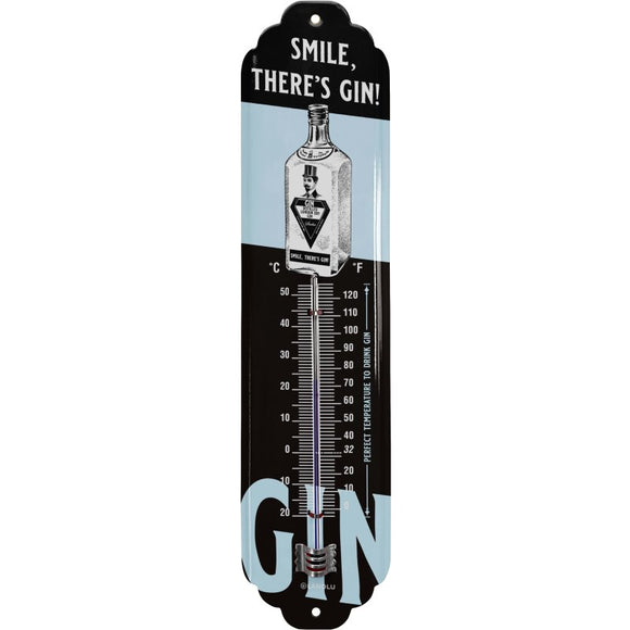Lächle, es gibt Gin! - Gin Tonic – Thermometer – 7x28cm
