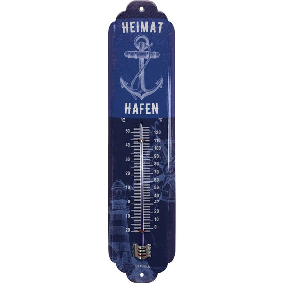 Heimathafen Seefahrt Boot Zuhause blau – Thermometer – 7x28cm