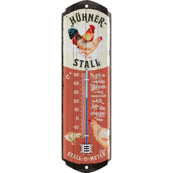 Hühnerstall Bauernhof rot – Thermometer – 8x28cm