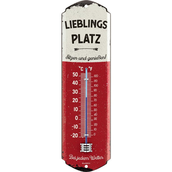 Kopie von Lieblingsplatz - Sitzen und Genießen rot – Thermometer – 8x28cm