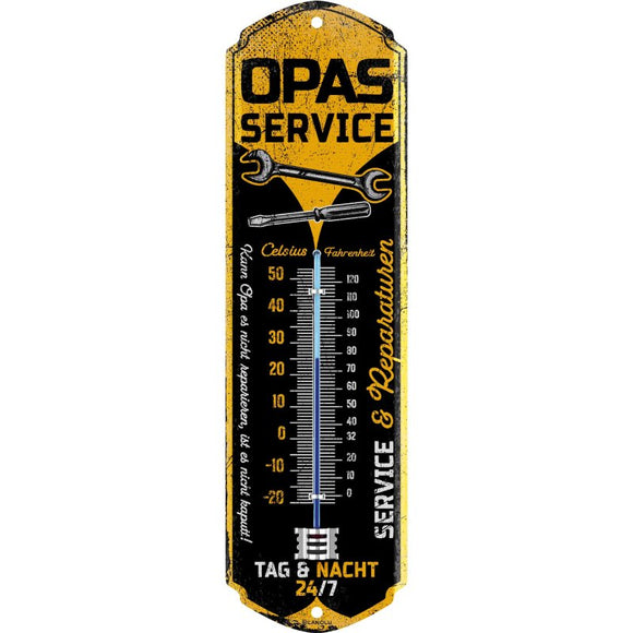 Opas Service Werkstatt Garage – Thermometer – 8x28cm